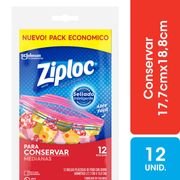 Bolsas Doble Cierre Ziploc para Conservar Medianas 12 un.