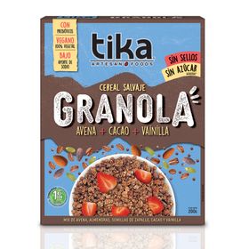 Cereal Salvaje Tika Granola, Avena, Cacao y Vainilla 200 g