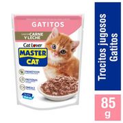 Alimento Húmedo Gatito Master Cat Trocitos Jugosos 85 g