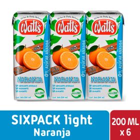 Pack 6 un. Néctar Watt's Light Naranja 200 cc