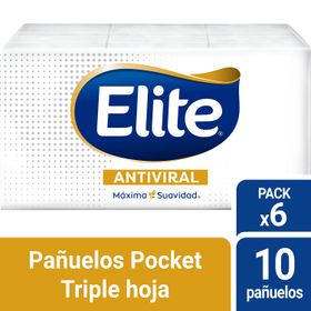 Pañuelos Elite Triple Hoja Antiviral 6 Paquetes de 10 Pañuelos