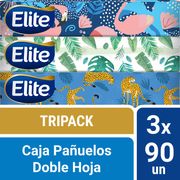 Pañuelos Facial Elite Doble Hoja 3 Paquetes de 90 Pañuelos