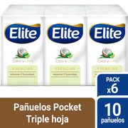 Pañuelos Elite Triple Hoja Normal Aromas 6 Paquetes de 10 Pañuelos