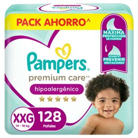 Pañales Pampers Premium Care Hipoalergénico Talla XXG 128 un.