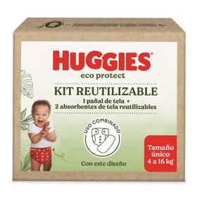 Kit Huggies Eco Protect: 1 Pañal de Tela + 2 Absorbentes Reutilizables