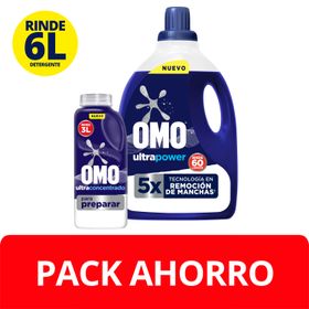 Pack Detergente Líquido Omo Botella 3 L + Omo Diluible 500 ml