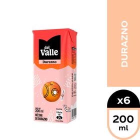 Pack 6 un. Néctar Del Valle Durazno 200 cc
