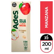 Pack 6 un. Alimento de Soya Manzana 200 ml