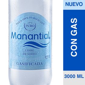 Agua Manantial Con Gas 3 L