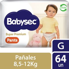 Pañales Pants Babysec Super Premium Talla G 64 un.