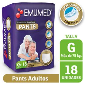 Pañales Adulto Pants Emumed Talla G 18 un.