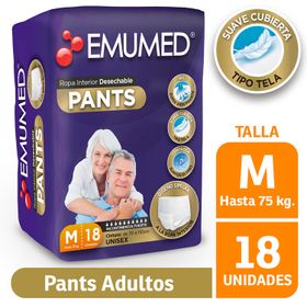Pañales Adulto Pants Emumed Talla M 18 un.
