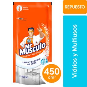 Limpiador Mr. Músculo Vidrios y Multiuso Doypack 450 ml