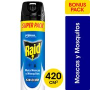 Insecticida Raid Mata Moscas y Mosquitos Sin Olor Aerosol 420 cc