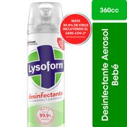 Desinfectante de Ambientes y Eliminador de Olores Lysoform Bebé Aerosol 360 ml