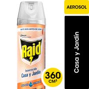 Insecticida Raid Casa y Jardín Eficacia Segura Base Acuosa Aerosol 360 cc