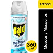 Insecticida Raid Max Mata Moscas y Mosquitos Eficacia Segura Base Acuosa Aerosol 360 cc