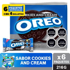Galletas Oreo Sabor Cookies & Cream Sixpack de 36 g c/u