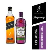 Pack Whisky Johnnie Walker Black Label 40° 750 cc + Gin Tanqueray Royale 41.3° 700 cc