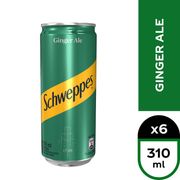 Pack 6 un. Bebida Ginger Ale Schweppes lata 310 cc