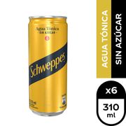 Pack 6 un. Bebida Ginger Tonic Sin Azúcar Schweppes lata 310 cc