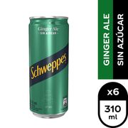 Pack 6 un. Bebida Ginger Ale Sin Azúcar Schweppes lata 310 cc