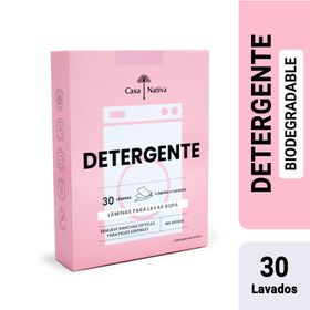 Detergente Láminas Casa Nativa Sin Aroma 30 un.