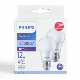 Ampolleta LED Philips 12W Luz Fría 2 un.