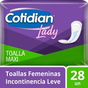 Toallas Higiénicas Cotidian Lady Maxi Inconteniencia Leve 28 un.