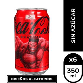 Pack 6 un. Bebida Coca Cola Sin Azúcar Lata 350 cc
