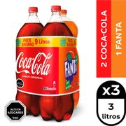 Pack 3 un. Bebidas Coca Cola + Fanta 3 L