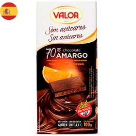 Chocolate sin azúcar trozos de naranja 70% cacao 100 g
