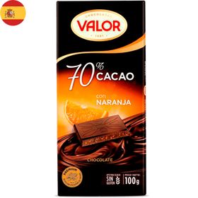 Chocolate amargo naranja 70% cacao 100 g