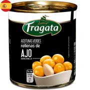 Aceitunas Verdes Fragata Rellenas de Ajo 85 g drenado