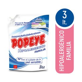 Detergente Líquido Popeye Matic Hipoalergénico Doypack 3 L