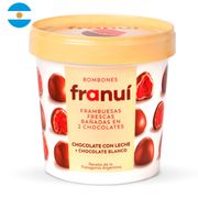 Frambuesa Franui Bañada en Chocolate Con Leche y Blanco 150 g