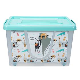 Caja Plástica Ruedas 37 L Infantil Monos