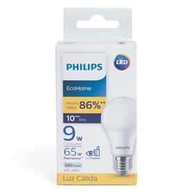 Ampolleta LED Philips Bulb Ecohome 9W E27 Luz Cálida