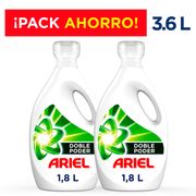 Pack Detergente Líquido Ariel Doble Poder Concentrado 1.8 L 2 un.