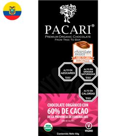 Chocolate orgánico 60% cacao 50 g