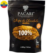 Chips de Chocolate Pacari Orgánico 100% Cacao 200 g