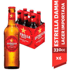 Pack 6 un. Cerveza Estrella Damm Lager 4.3° 330 cc