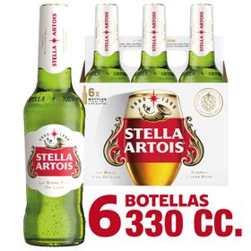 Pack 6 un. Cerveza Stella Artois Lager 4.8° 330 cc