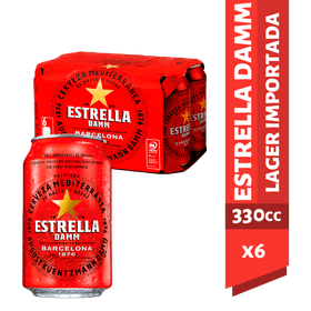 Pack 6 un. Cerveza Estrella Damm Lager 4.5° 330 cc