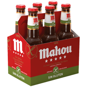 Pack 6 un. Cerveza Mahou Lager Sin Gluten 5.5° 330 cc