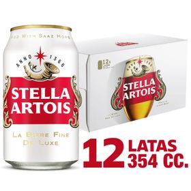 Pack 12 un. Cerveza Stella Artois Lager 5.2° 354 cc