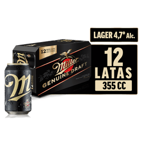 Pack 12 un. Cerveza Miller Lager 4.7° 330 cc