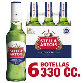 Pack 6 un. Cerveza Stella Artois Lager Sin alcohol 330 cc