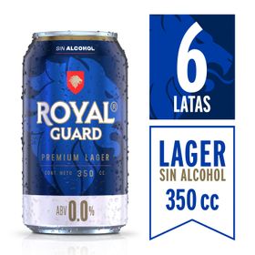 Pack 6 un. Cerveza Royal Guard Premium Lager Sin alcohol 350 cc