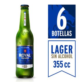 Pack 6 un. Cerveza Royal Guard Premium Lager Sin alcohol 355 cc